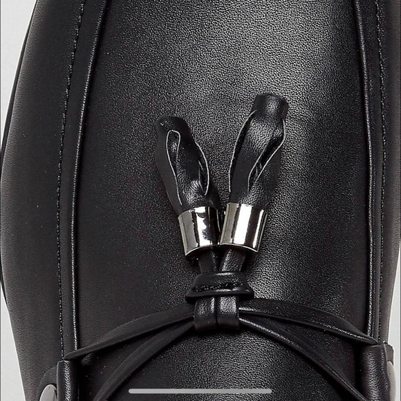 Men’s black faux leather loafers - Picture 3 of 6